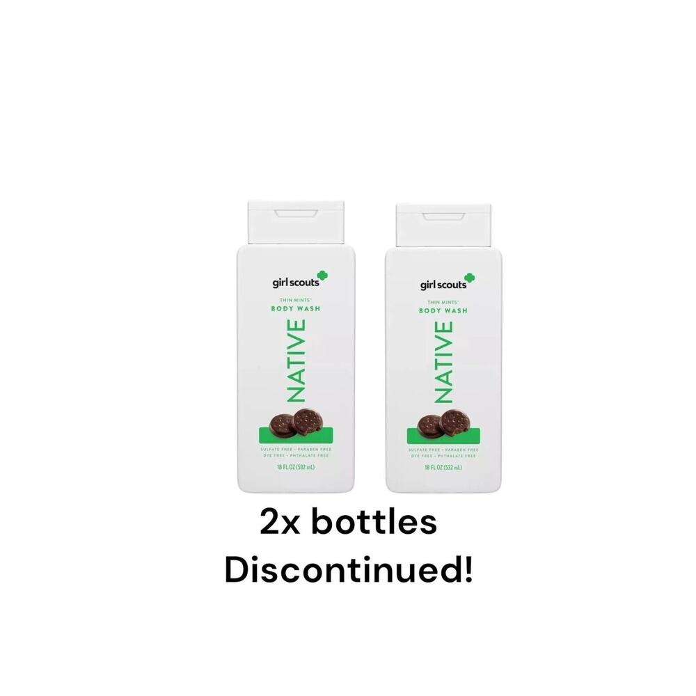 Native Girl Scouts Thin Mints Body Wash 18oz.~Lot Of 2~NEW